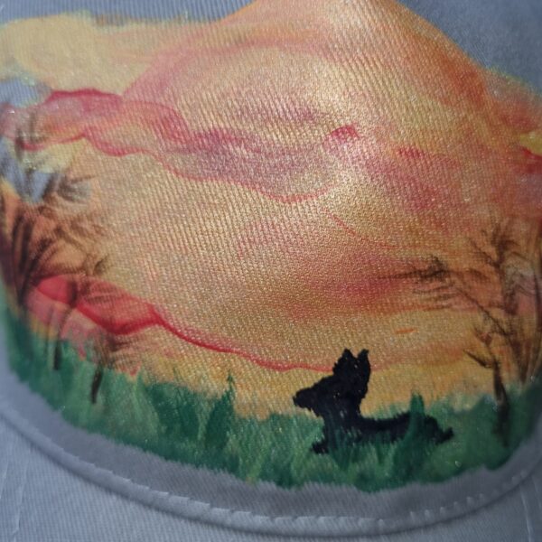 KC Unikat Cap M-022 – Aquarelltechnik mit Kitz im Abendlicht