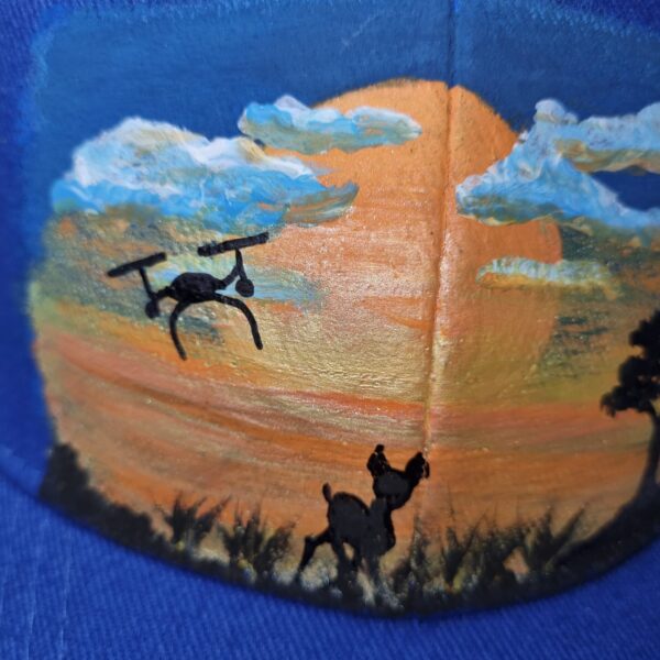 KC Unikat Cap M-021 – Kitz und Drohne im Abendhimmel