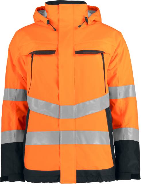 KC Signature Sicherheitsjacke in hi vis yellow-black als Frontansicht. Gefütterte Warn- und Einsatzjacke für Outdoor und anspruchsvolle Bedingungen.